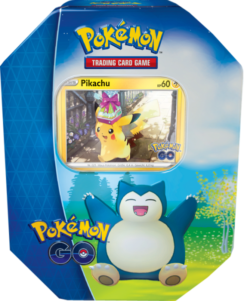 Pokémon GO Tin Box Relaxo Deutsch – Box mit Promokarten und 4 Boostern